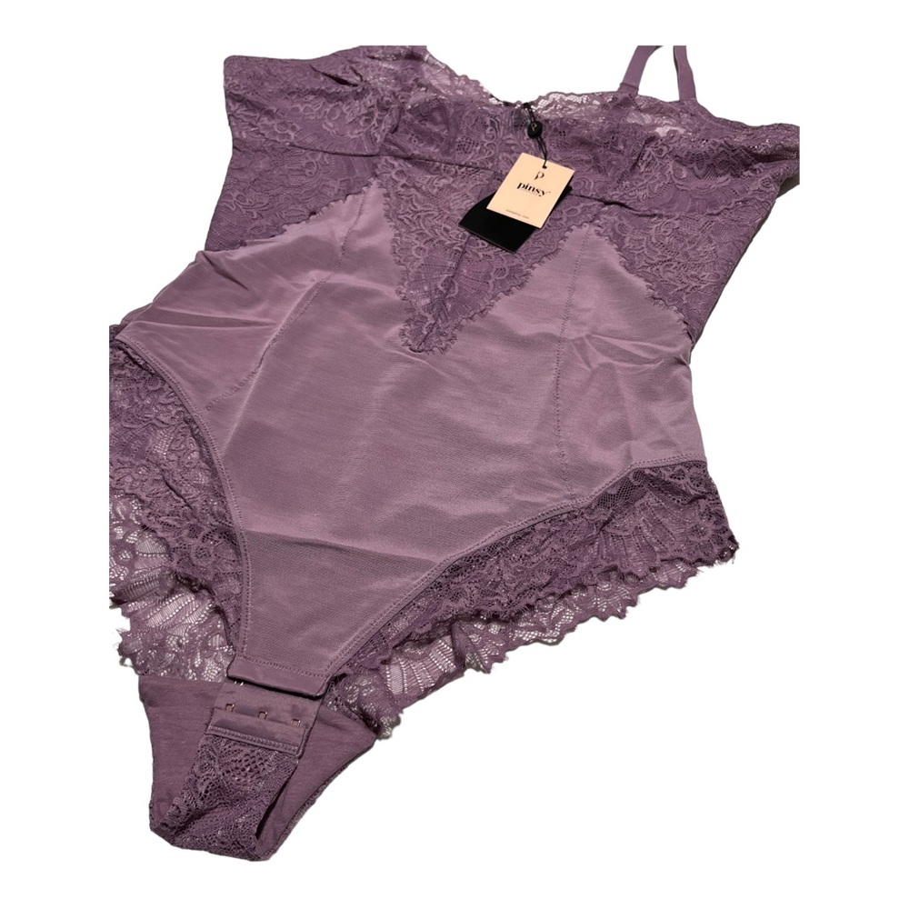 Pinsy Smoothing Lace‎ Shapewear Bodysuit NEW TAGS 2X LILAC - Picture 3 of 9